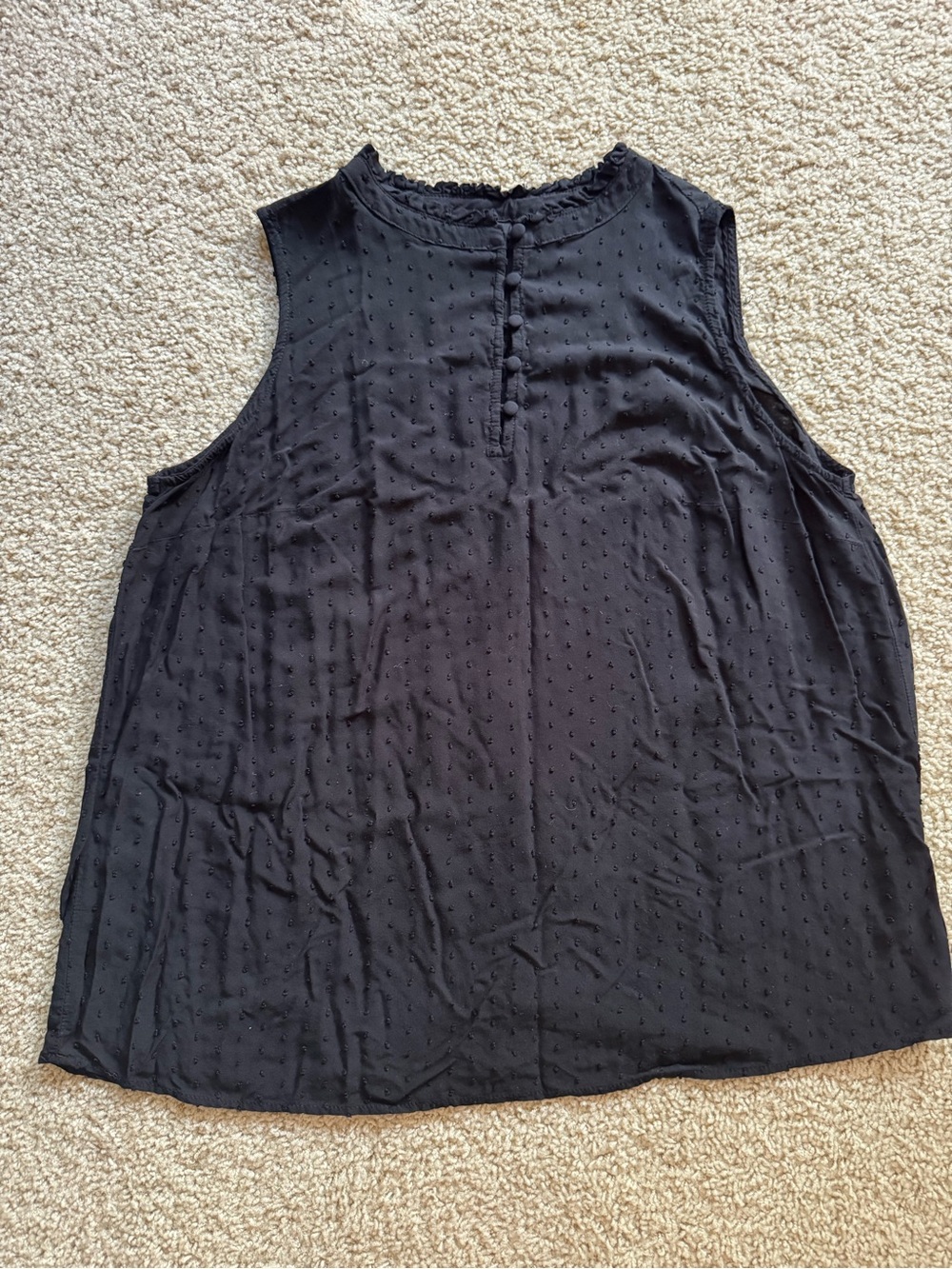 Black Sleeveless High Neck Swiss Dot Top